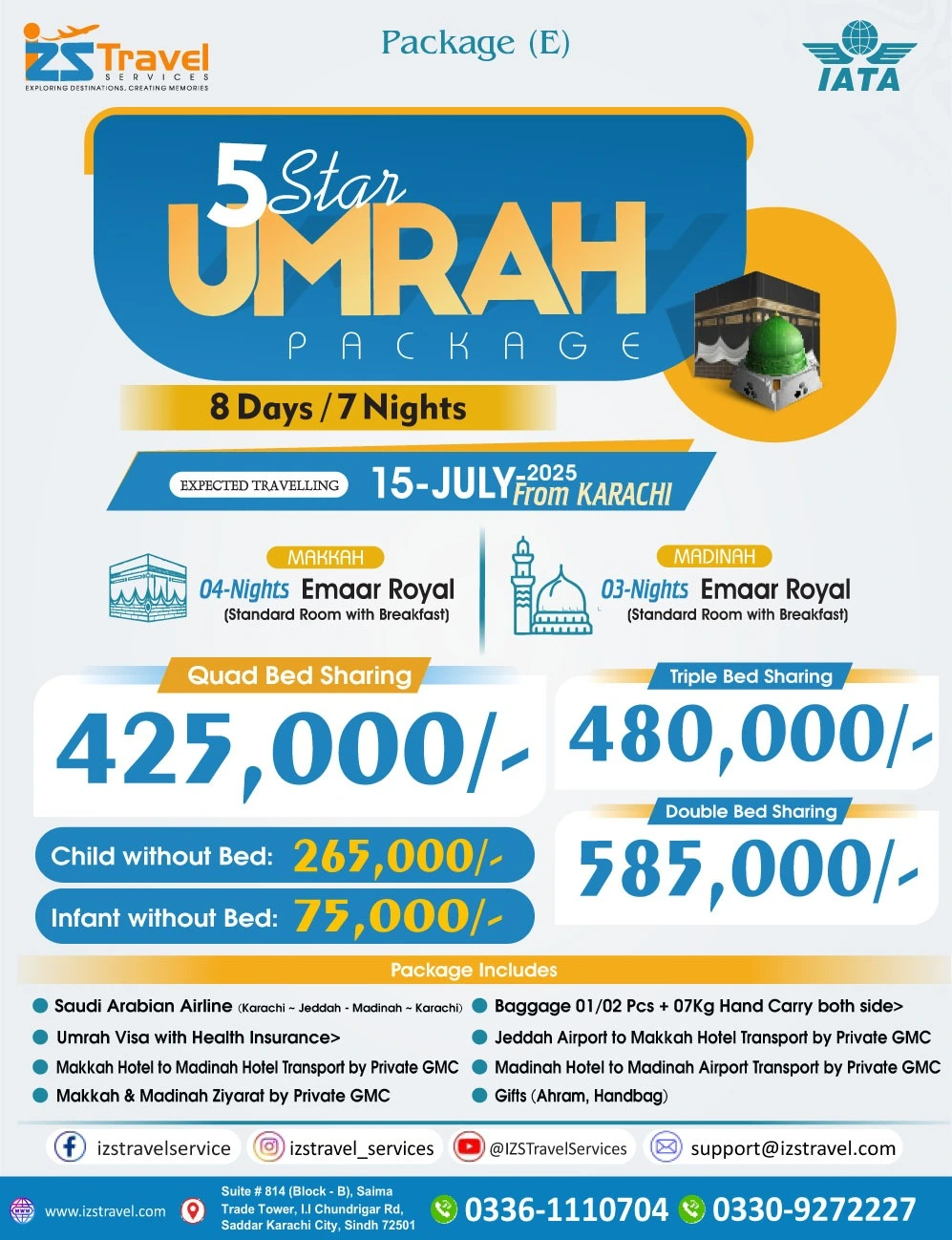 8 Days / 7 Nights Umrah (Package E)