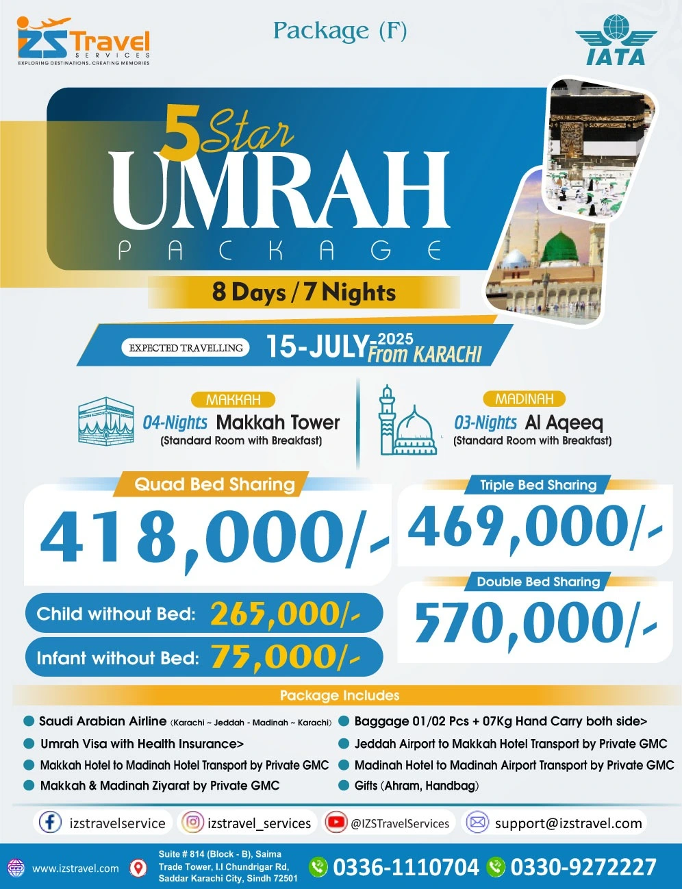 8 Days / 7 Nights Umrah (Package F)