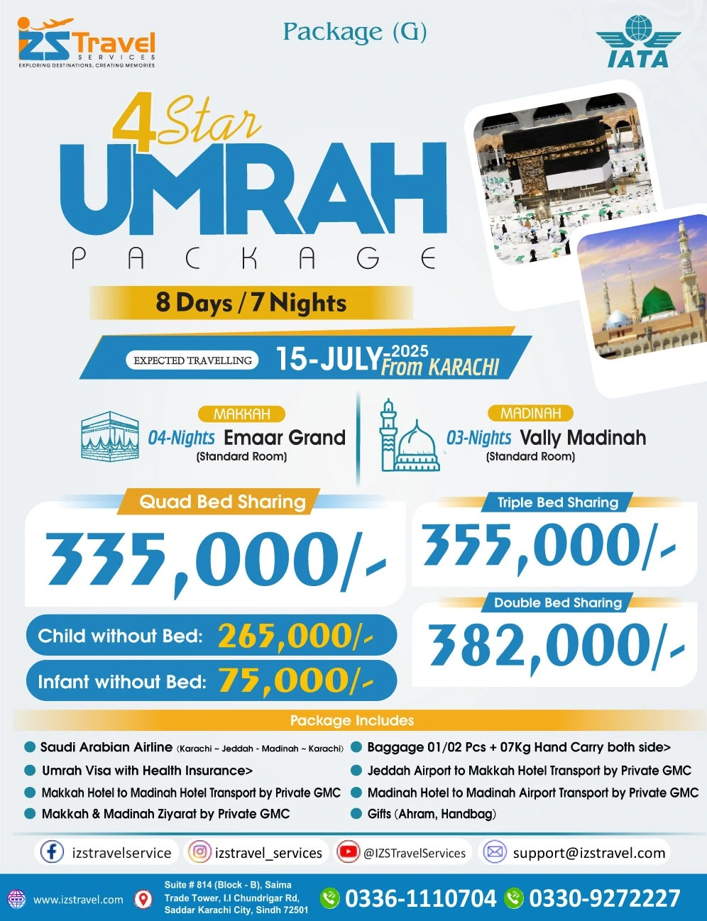 8 Days / 7 Nights Umrah (Package G)