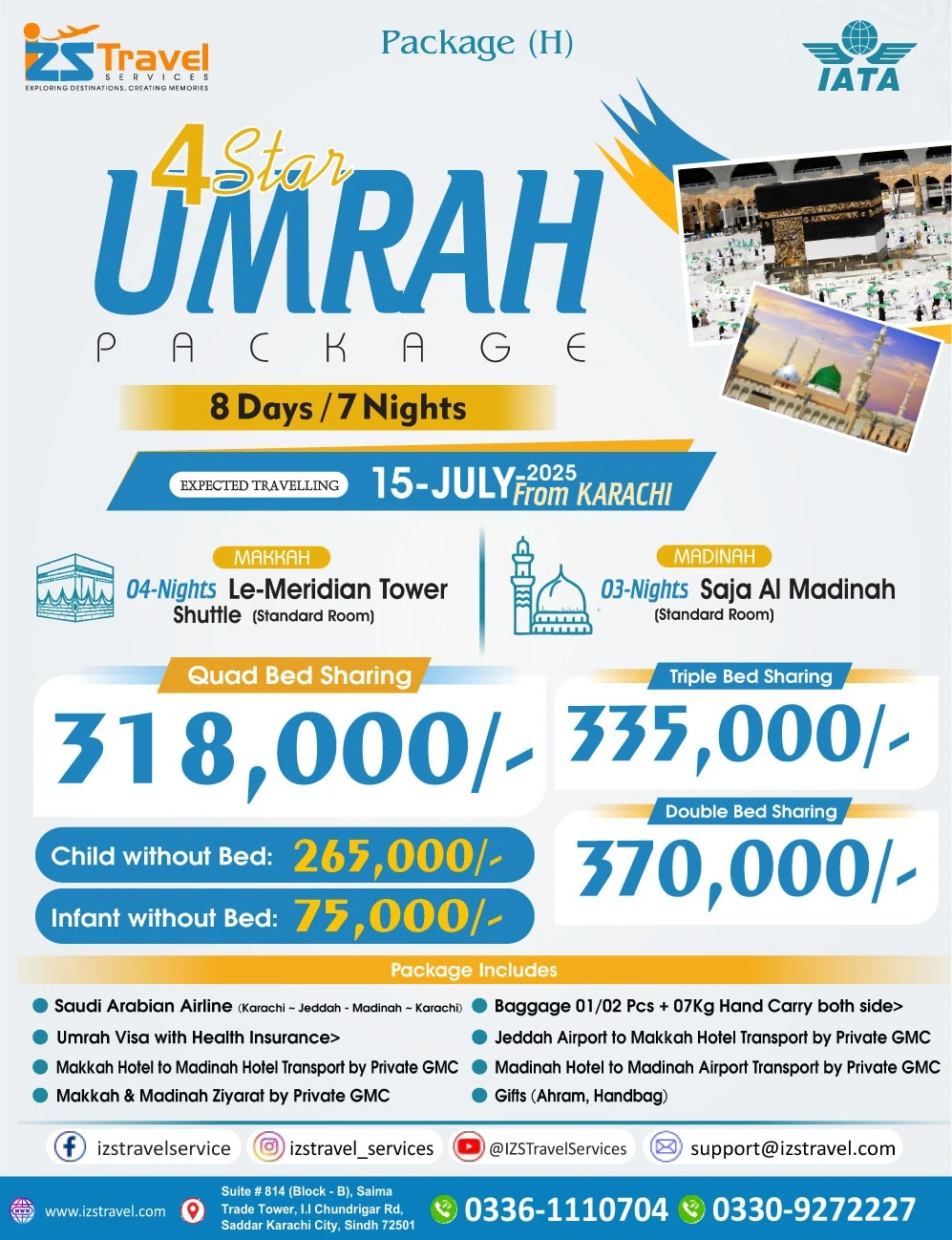 8 Days / 7 Nights Umrah (Package H)