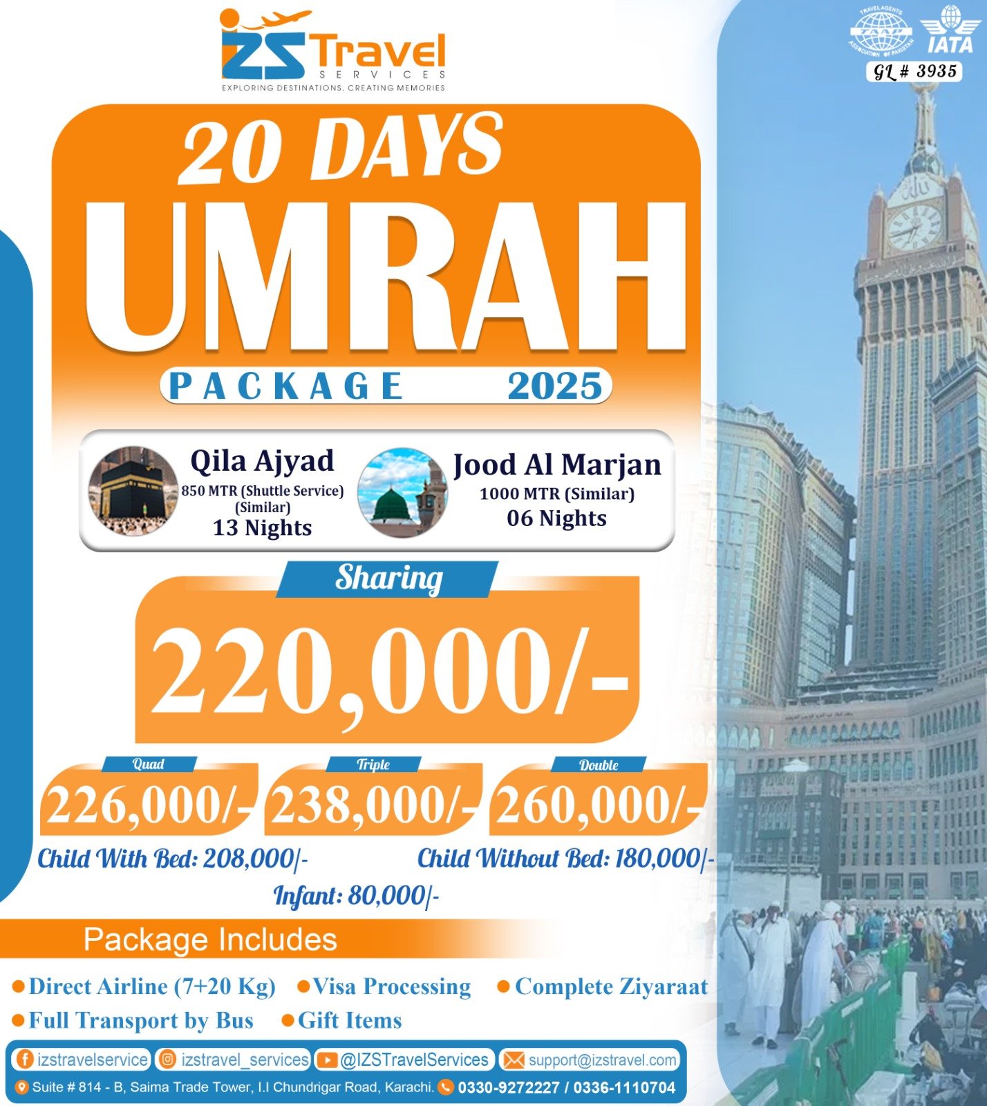 20 Days Economical plus Umrah Package
